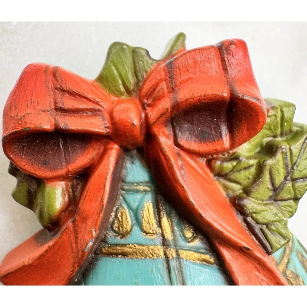 Vintage Christmas Bells‎ Brooch Red Bow Holly Holiday Pin Blue Bell Vintage
